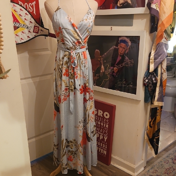 Lulus Dresses & Skirts - Lulu's Light Blue Floral Maxi Dress